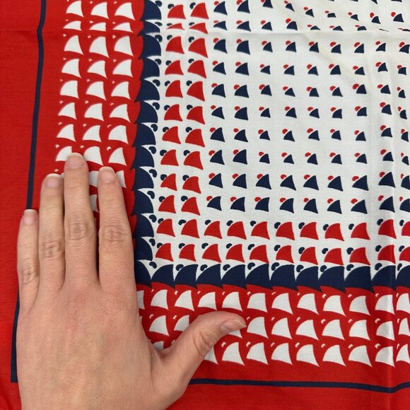 Vintage Scarf Italian 1970s Mademoiselle Red White Blue Patriotic Italy Small - Picture 6 of 8